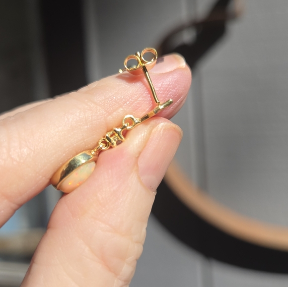 Opal & blue Topaz sterling & gold star earrings NEW - Picture 8 of 10